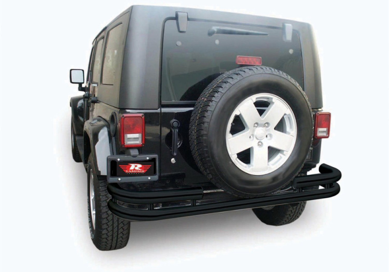 Rampage 2007-2018 Jeep Wrangler(JK) Double Tube Rear Bumper - Black thumbnail 2