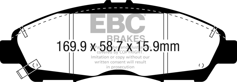 EBC 2017+ GMC Acadia (2nd Gen) 2.5L Yellowstuff Front Brake Pads thumbnail 5