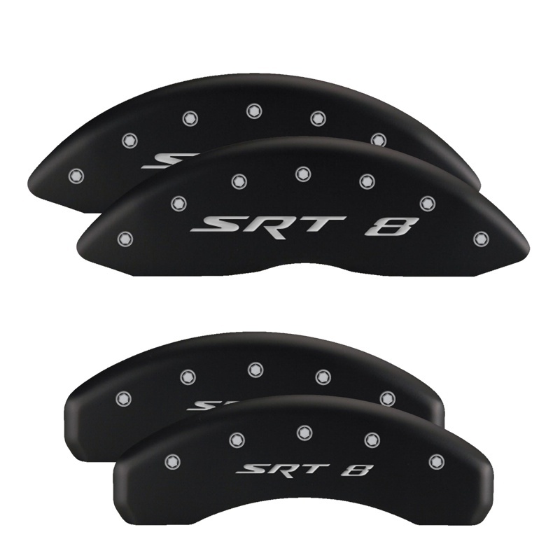 MGP 4 Caliper Covers Engraved Front Cursive/Challenger Engraved Rear RT Red finish silver ch thumbnail 5