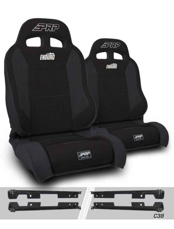 PRP EnduroTrek Reclining Suspension Seats Kit for Jeep Wrangler JK/JKU (Pair) - Black