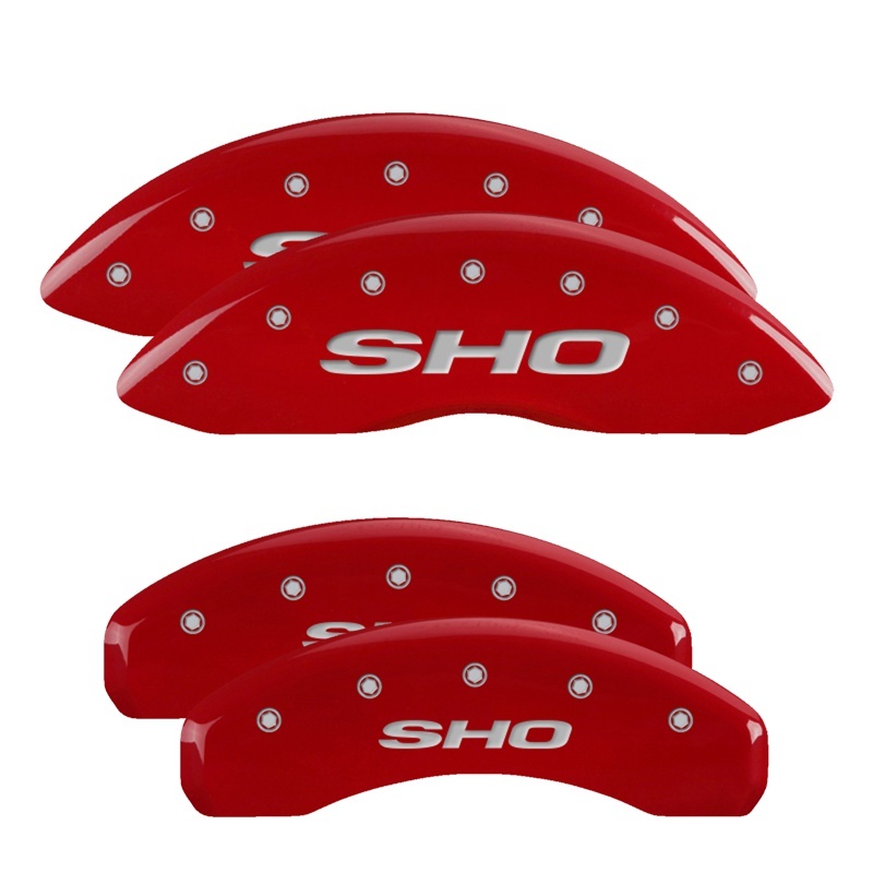 MGP 4 Caliper Covers Engraved Front & Rear SHO Red finish silver ch thumbnail 2