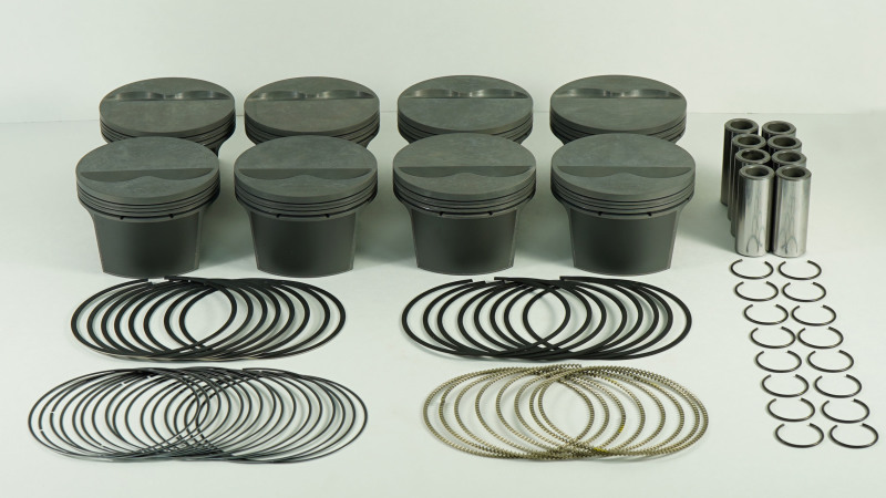 Mahle MS Piston Set SBC 310ci 3.766in Bore 3.480in Stroke 5.7in Rod 0.927 Pin -3cc 9.5 CR Set of 8 thumbnail 3