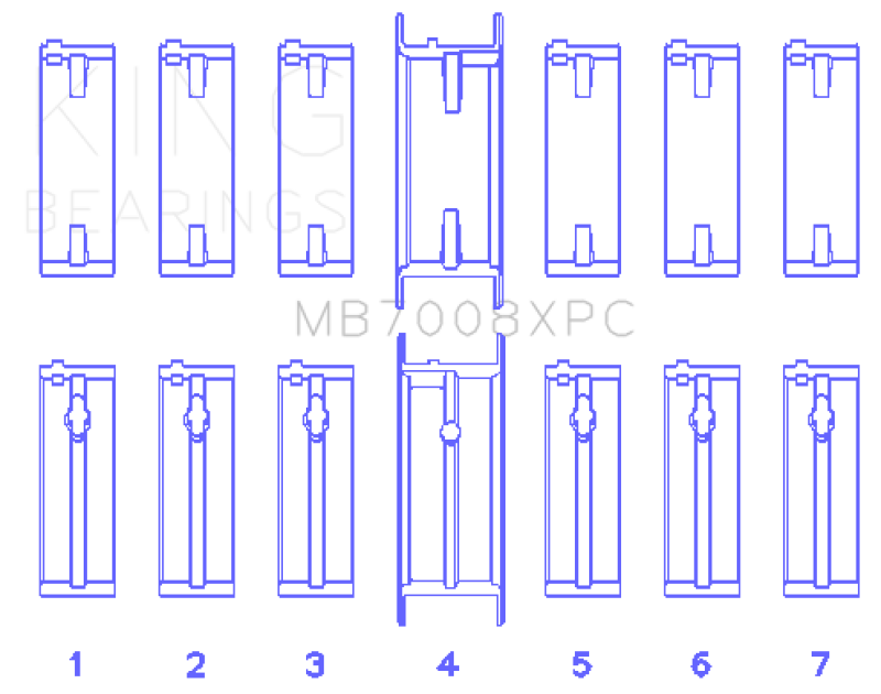 King Engine Bearings Nissan 2.5L RB25DET 24V (Size .026) Coated Performance Main Bearing Set