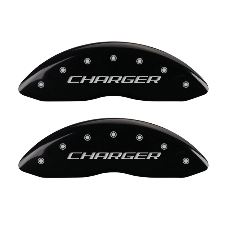 MGP 4 Caliper Covers Engraved Front Charger Rear RT Black Finish Silver Char 2016 Dodge Challenger thumbnail 7
