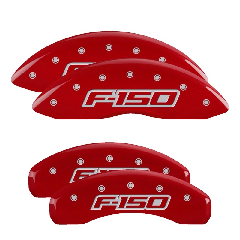 MGP 4 Caliper Covers Engraved Front & Rear Oval Logo/Ford Red Finish Silver Char 2014 Ford F-150 thumbnail 2