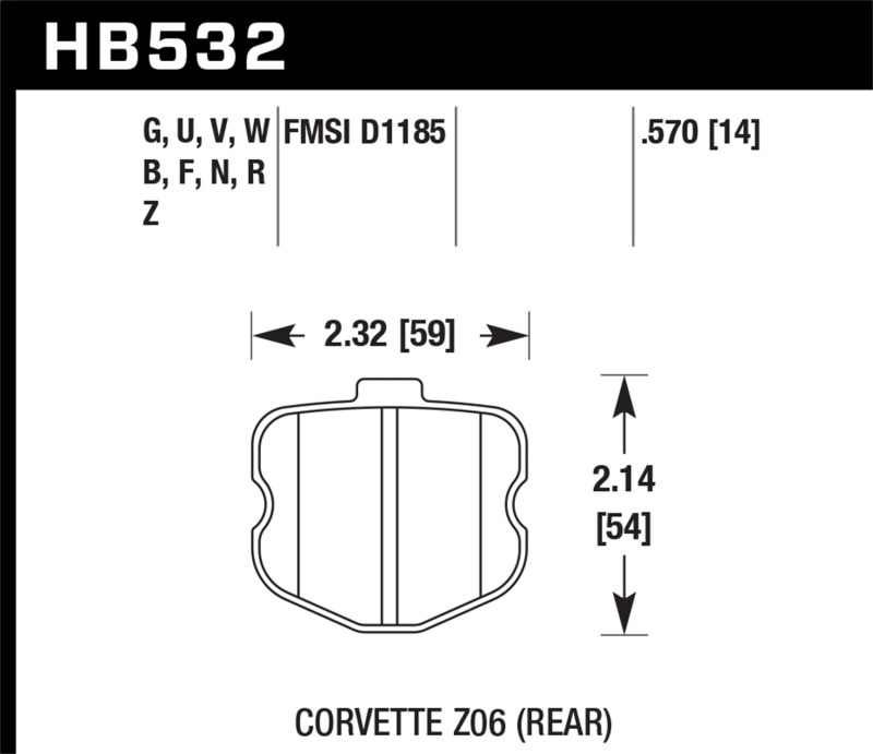Hawk 06-10 Chevy Corvette (OEM Pad Design) Rear HPS Street Brake Pads thumbnail 5