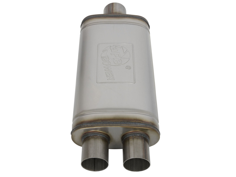 aFe MACH Force XP SS Muffler 3in Center Inlet / 2.5in Dual Outlets 18in L x 9in W x4in H Body thumbnail 8
