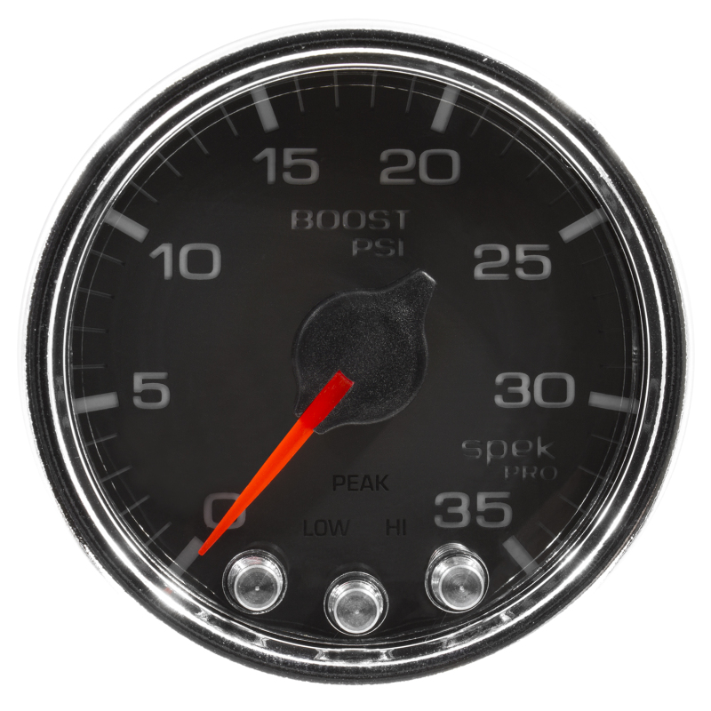 Autometer Spek-Pro Gauge Boost 2 1/16in 35psi Stepper Motor W/Peak & Warn Black/Chrome thumbnail 8
