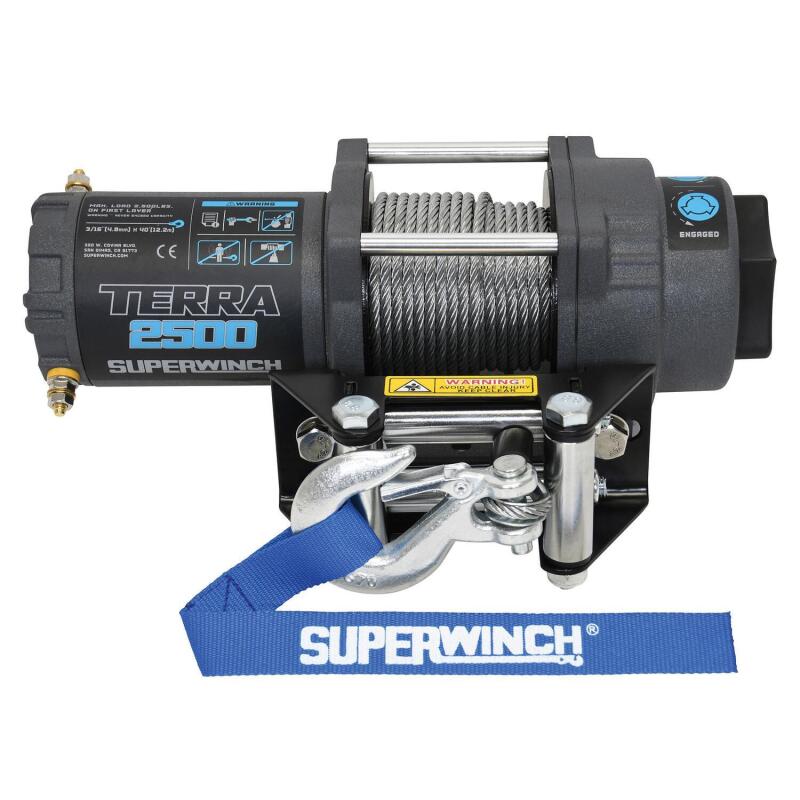 Superwinch 2500 LBS 12V DC 3/16in x 40ft Steel Rope Terra 2500 Winch - Gray Wrinkle thumbnail 2