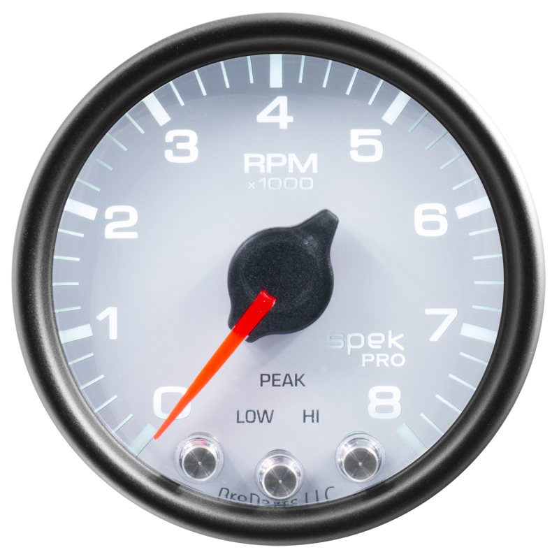 Autometer Spek-Pro Gauge Tach 2 1/16in 8K Rpm W/ Shift Light & Peak Mem Wht/Blk thumbnail 7