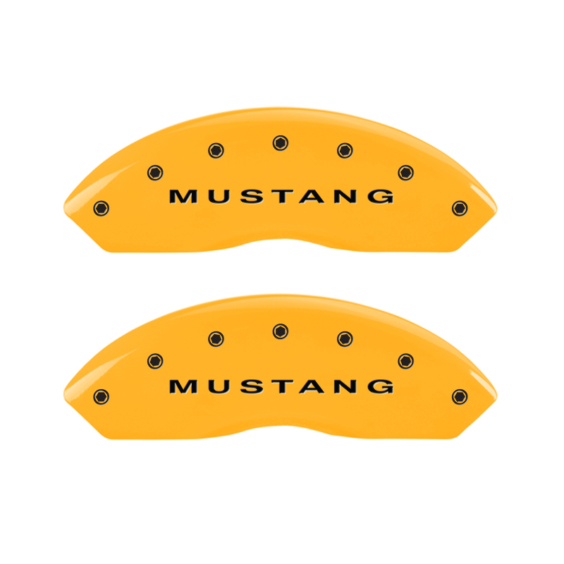 MGP 4 Caliper Covers Engraved Front Mustang Rear Bar & Pony Yellow Finish Blk Char 2006 Ford Mustang thumbnail 4