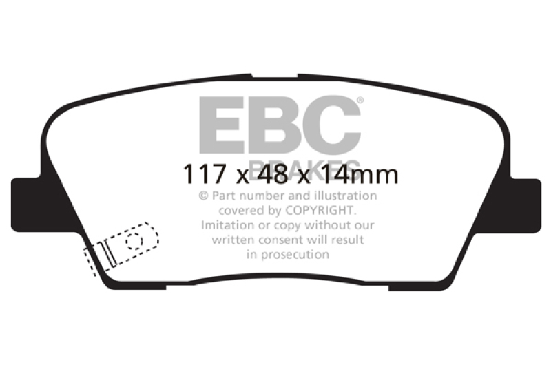 EBC 11+ Hyundai Equus 4.6 Greenstuff Rear Brake Pads thumbnail 3