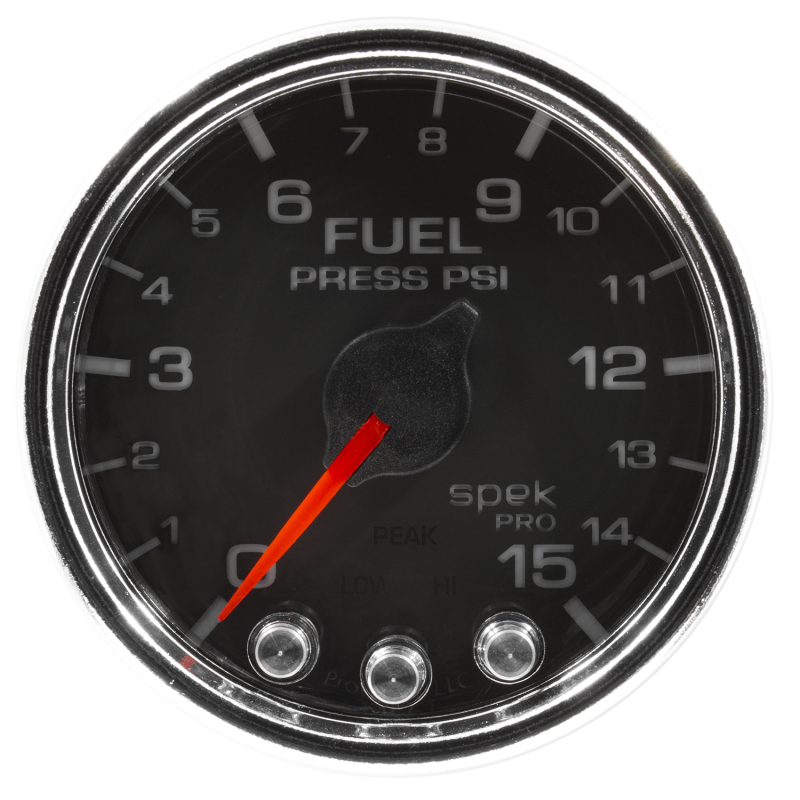 Autometer Spek-Pro Gauge Fuel Press 2 1/16in 15psi Stepper Motor W/Peak & Warn Blk/Chrm thumbnail 7