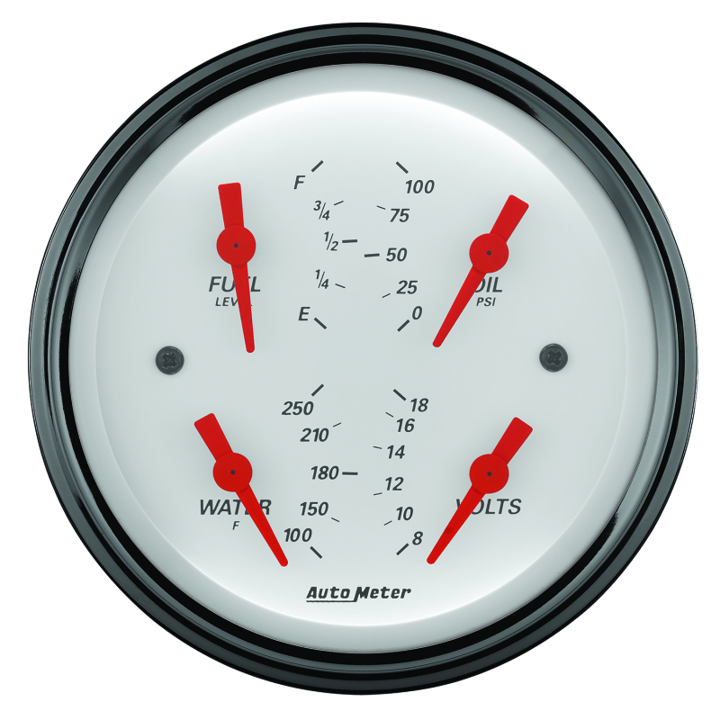 AutoMeter Gauge Quad 3-3/8in. 0 Ohm(e) to 90 Ohm(f)Elec Arctic White thumbnail 4