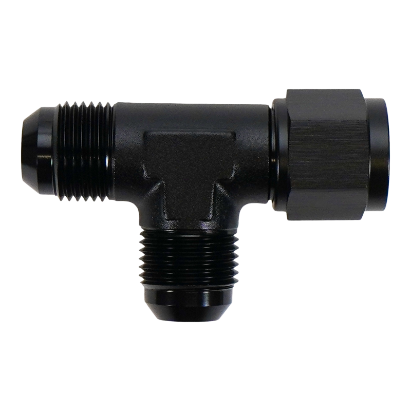 10AN Male Flare to Female Flare Swivel Tee on Straight