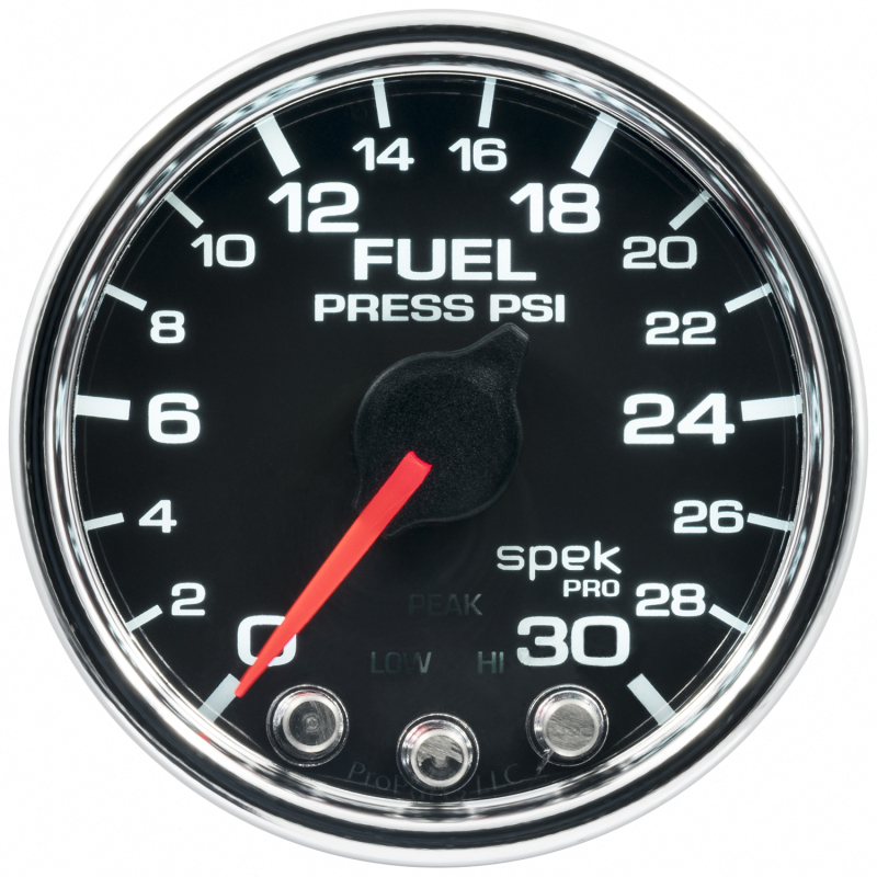 Autometer Spek-Pro Gauge Fuel Press 2 1/16in 30psi Stepper Motor W/Peak & Warn Blk/Chrm thumbnail 2