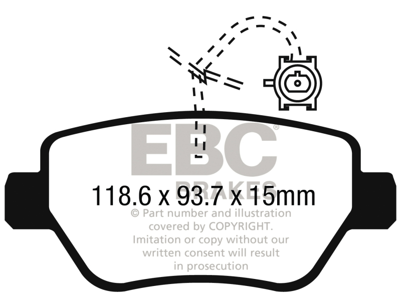 EBC 2014-2016 Maserati Ghibli 3.0L Twin Turbo (330) Redstuff Rear Brake Pads thumbnail 2