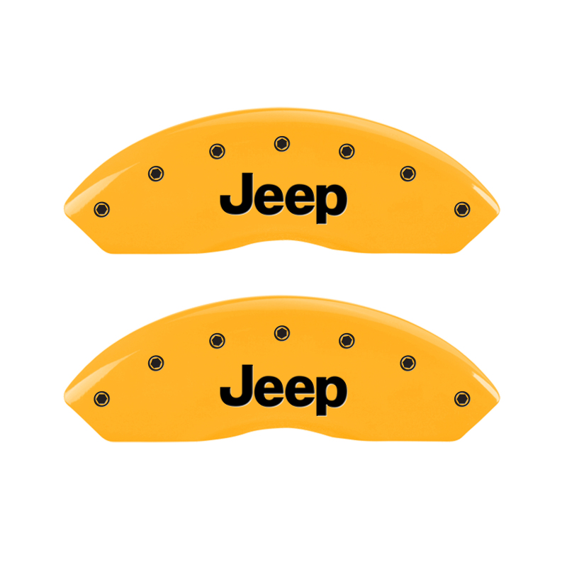 MGP 4 Caliper Covers Engraved Front JEEP Engraved Rear JEEP Grill logo Yellow finish black ch thumbnail 5