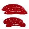 MGP 4 Caliper Covers Engraved Front Escalade Engraved Rear ESV Red finish silver ch thumbnail 5