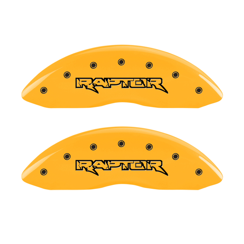 MGP 4 Caliper Covers Engraved Front & Rear Raptor Yellow Finish Black Char 2011 Ford F-150 thumbnail 6