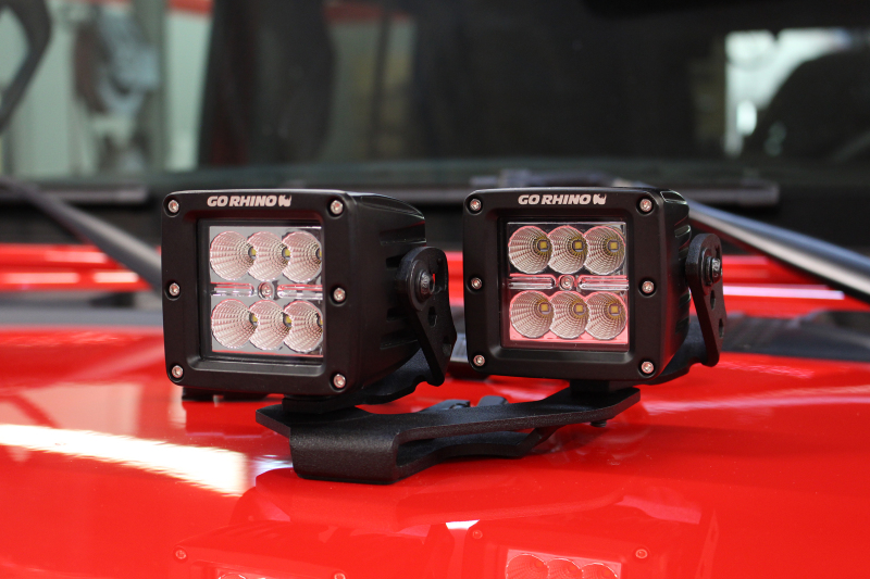Go Rhino 18-20 Jeep Wrangler JL/JLU/Gladiator JT Light Mount - Two 3in Cubes thumbnail 8