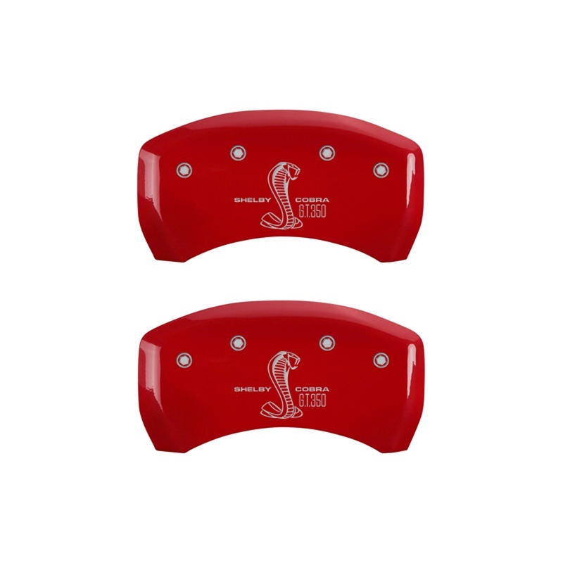 MGP Rear set 2 Caliper Covers Engraved Rear GT350 Shelby & Cobra Red finish silver ch thumbnail 3