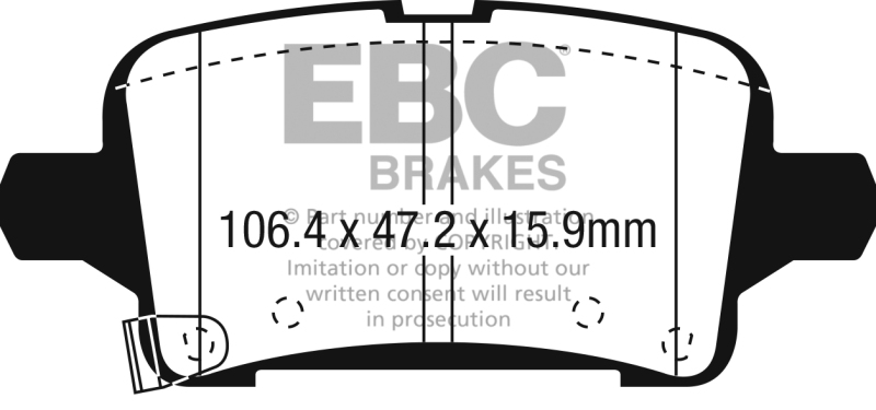 EBC 2016+ Chevrolet Malibu 1.5L Turbo (Elec PB) Greenstuff Rear Brake Pads thumbnail 2