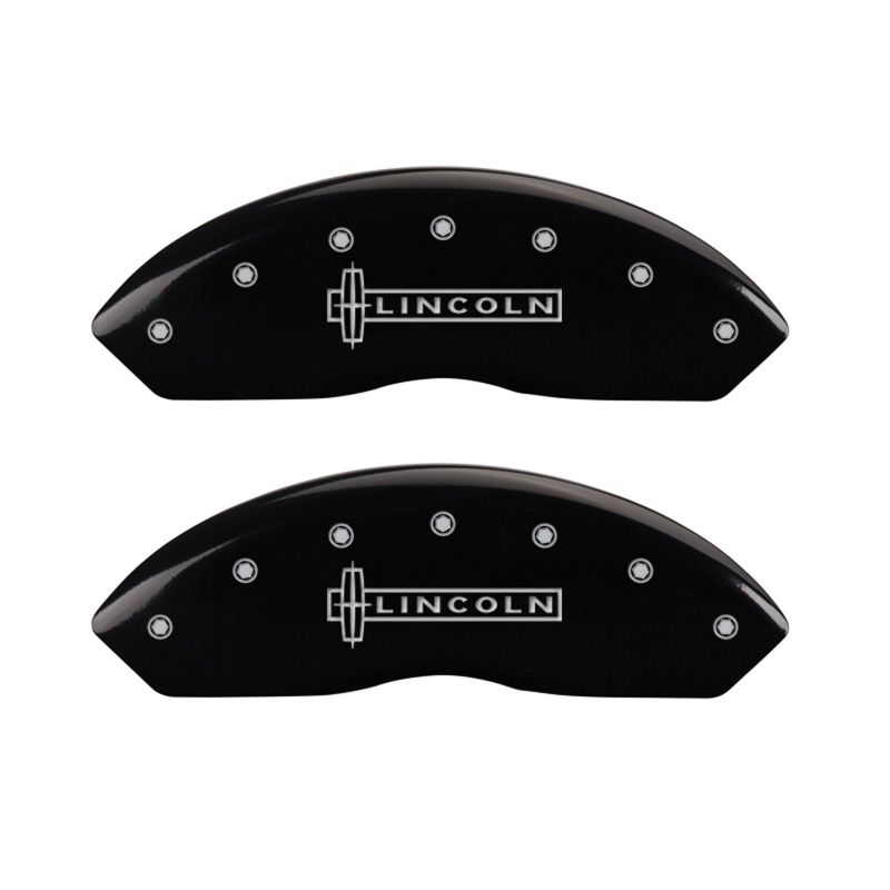 MGP 4 Caliper Covers Engraved Front Lincoln Engraved Rear Star logo Black finish silver ch thumbnail 5