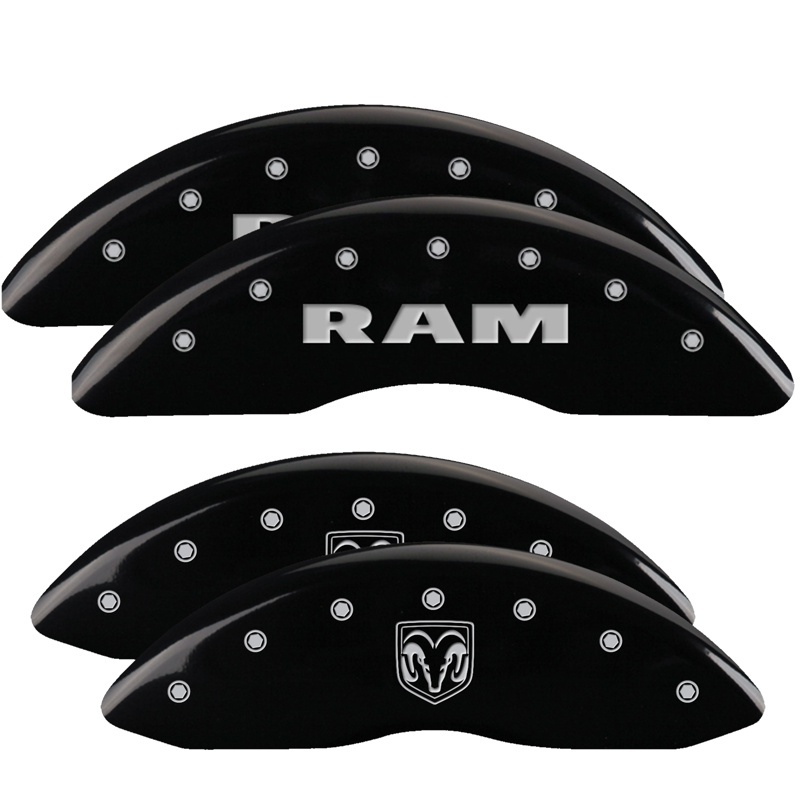 MGP 4 Caliper Covers Engraved Front RAM Engraved Rear RAMHEAD Black finish silver ch thumbnail 7