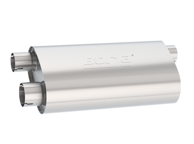 Borla Universal Pro-XS Muffler Oval 3in Inlet/ 2.5in Dual Outlet Transverse Flow Notched Muffler thumbnail 3