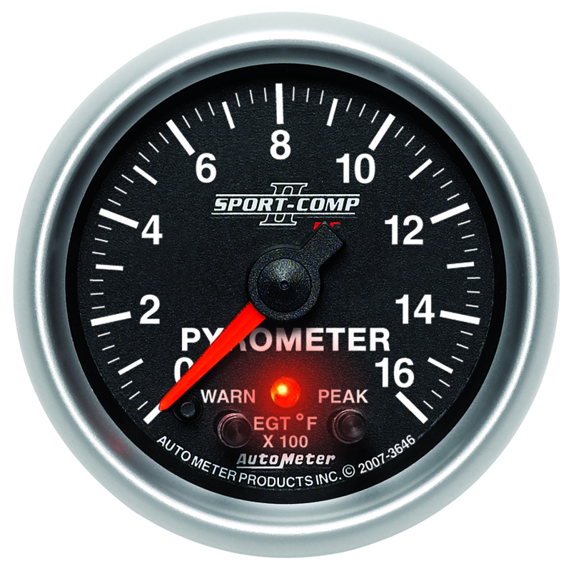 Autometer Sport-Comp II Full Sweep Electronic 0-1600 Deg F EGT/Pyrometer Peak & Warn w/ Elec Control thumbnail 4
