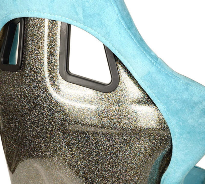 NRG FRP Bucket Seat ULTRA Edition W/ Grey Pearlized Back / Teal Microfiber Material - Large thumbnail 7