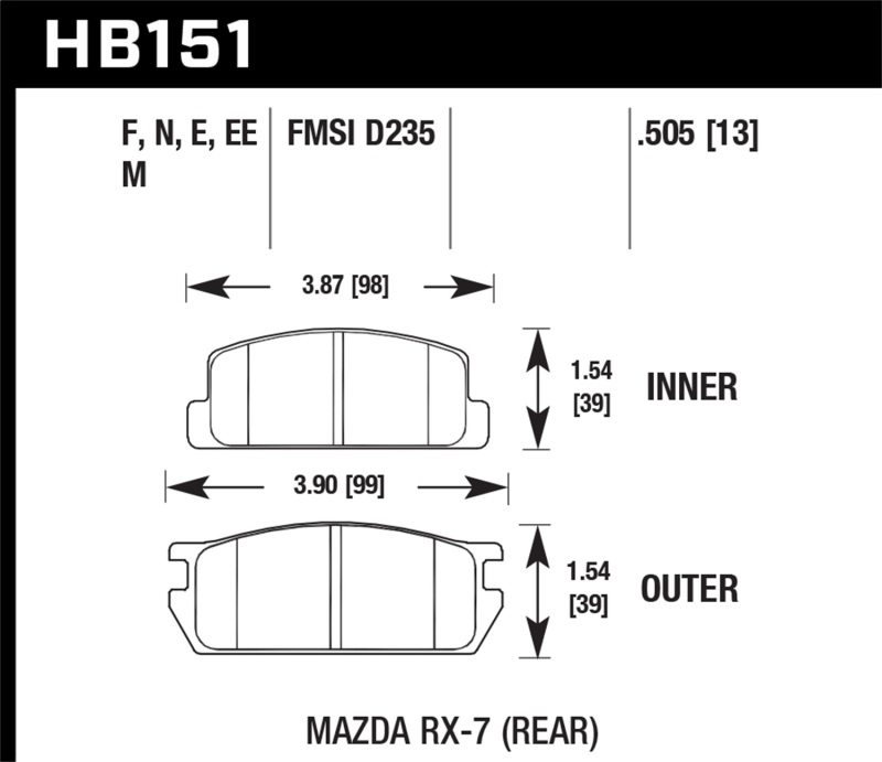 Hawk 81-85 Mazda RX-7 Blue 9012 Rear Race Brake Pads thumbnail 5