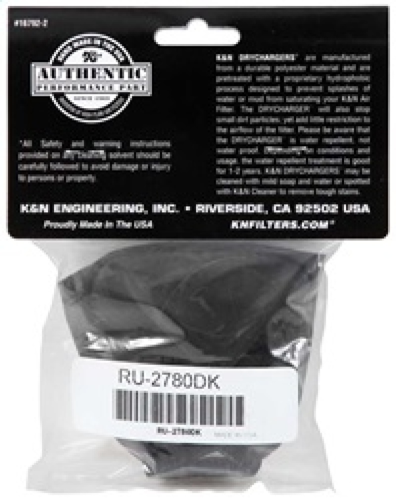 K&N Air Filter Wrap Black Oval Tapered 3.75in Base I/S Width x 2.5in Top I/S Width x 2.75in H thumbnail 5