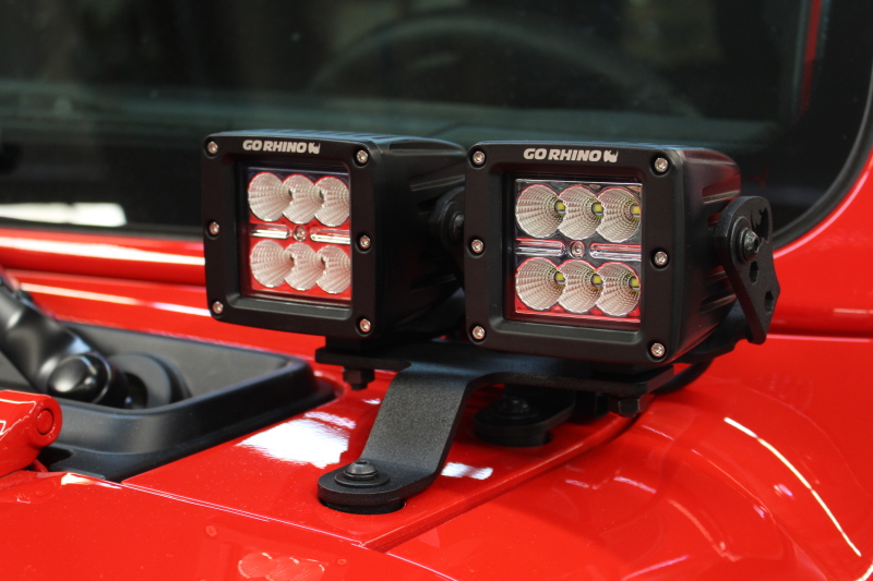 Go Rhino 18-20 Jeep Wrangler JL/JLU/Gladiator JT Light Mount - Two 3in Cubes thumbnail 4