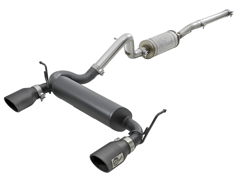 aFe Rebel Series 2.5in 409 SS Cat-Back Exhaust w/ Black Tips 2007+ Jeep Wrangler (JK) V6 3.6L/3.8L thumbnail 2