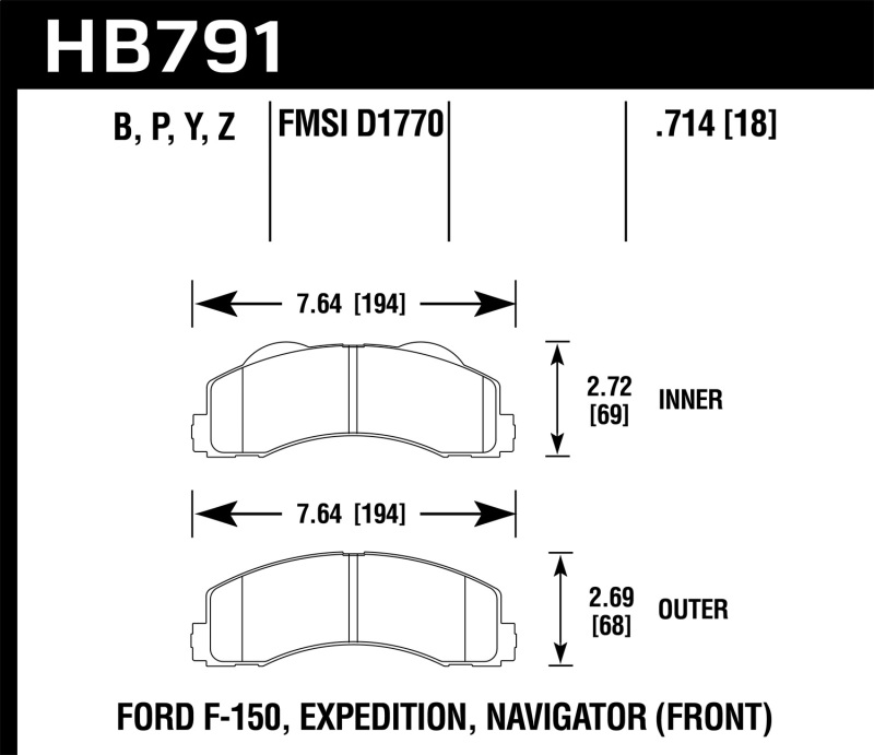 Hawk 14-16 Ford F-150 LTS Street Front Brake Pads thumbnail 9