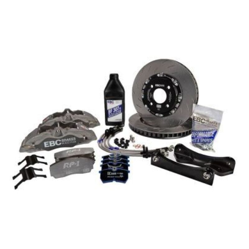 EBC Racing 03-12 Mazda RX-8 1.3L Rotary Anodized Apollo-4 Calipers 330mm Rotors Front Big Brake Kit
