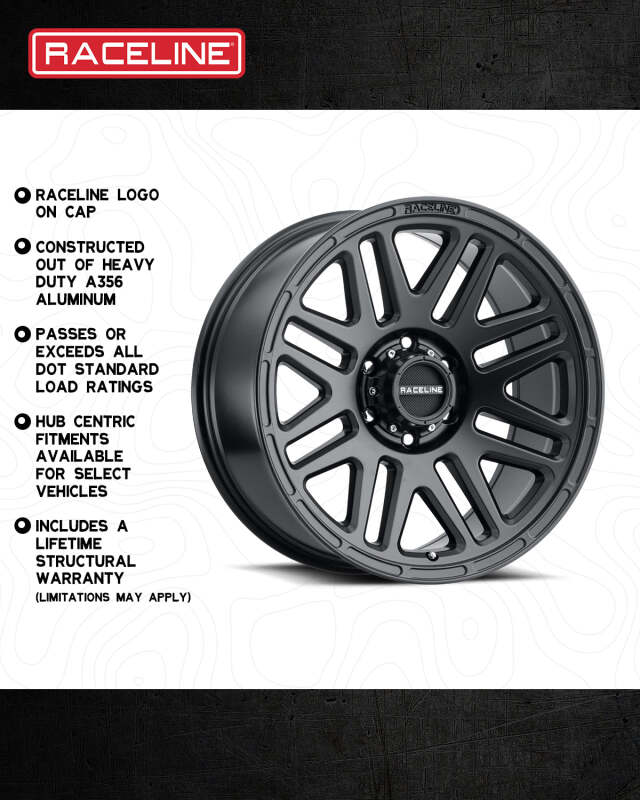 Raceline 944B Outlander 18x9in / 6x139.7 BP / 12mm Offset / 106.1mm Bore - Satin Black Wheel thumbnail 5