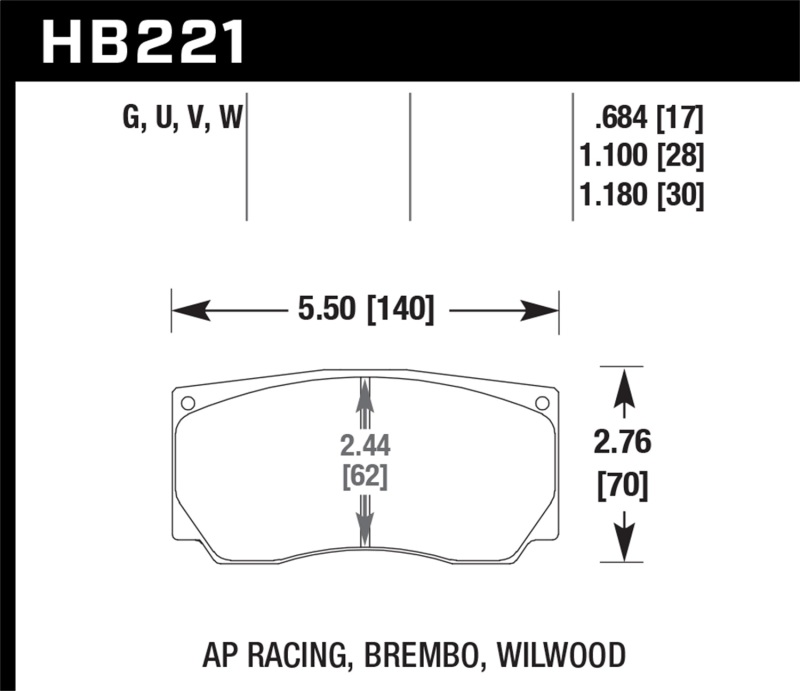 Hawk AP Racing/Wilwood DTC-70 Race Brake Pads thumbnail 7