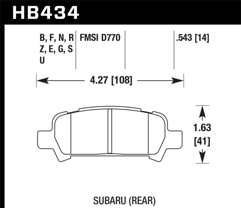 Hawk 02-03 WRX / 05-08 LGT D770 Performance Ceramic Street Rear Brake Pads thumbnail 7