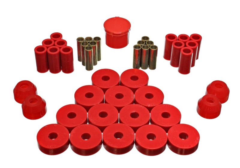 Energy Suspension 55-75 Jeep CJ5/CJ6 Red Hyper-Flex Master Bushing Set thumbnail 6