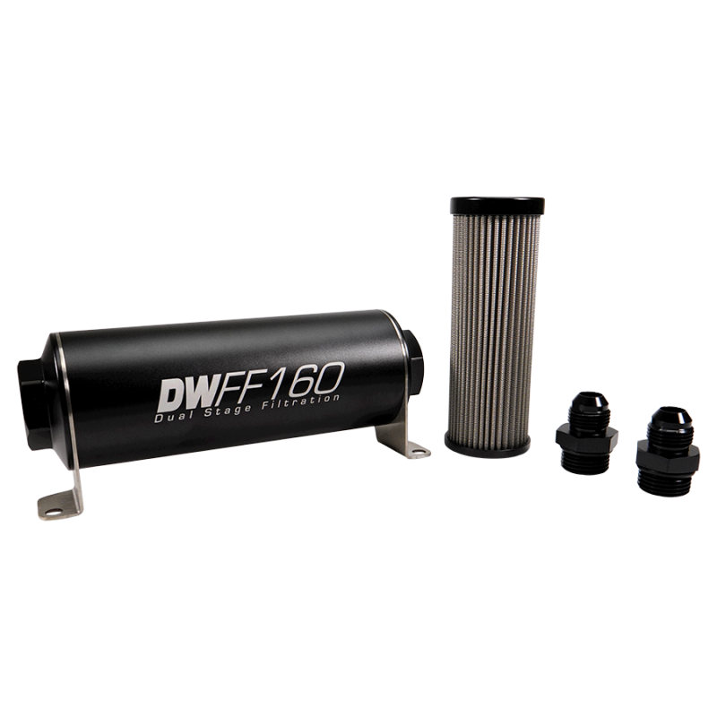-8AN, 5 micron, 160mm In-line fuel filter kit