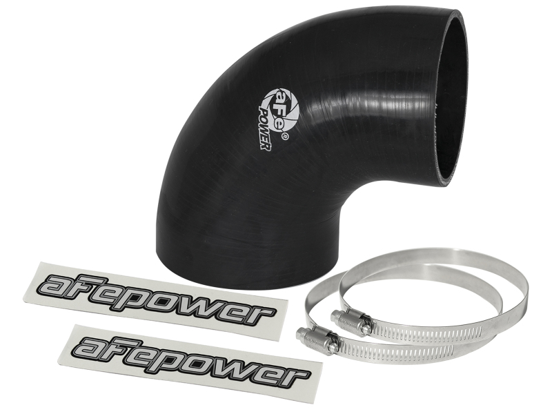 aFe Magnum FORCE CAI Univ. Silicone Reducing Coupler (4in. to 3.5in. ID) 90Deg. Elbow - Black thumbnail 2