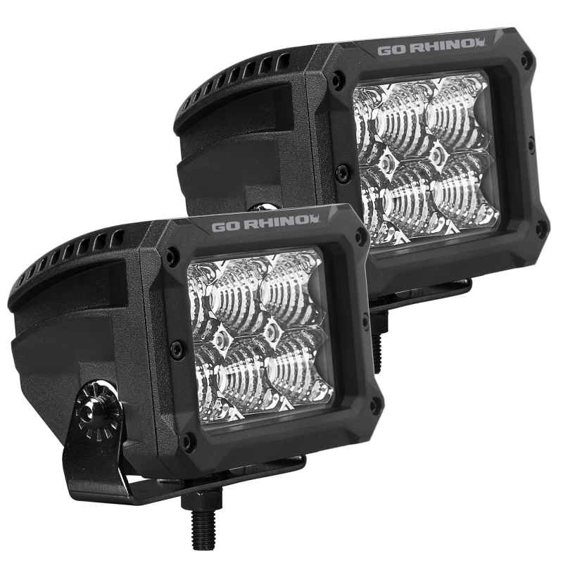 Go Rhino Xplor Bright Series Rectangle LED Flood Light Kit (Surface/Thread Std Mnt) 4x3 - Blk (Pair) thumbnail 4
