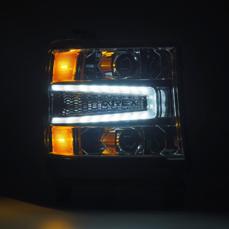 AlphaRex 16-18 Chevy 1500HD LUXX LED Proj Headlights Chrome w/Seq Actv Lgt / Seq Sig (Req PN 810023) thumbnail 4