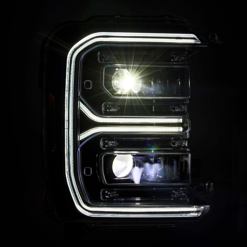 AlphaRex 23-26 Ford F-250 SD LUXX LED Proj Headlights Alpha Blk w/Activ Light/Seq Signal/Switchback
