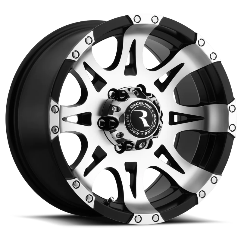 Raceline 982 Raptor 16x8in / 6x139.7 BP / 0mm Offset / 106.1mm Bore - Black & Machined Wheel thumbnail 3
