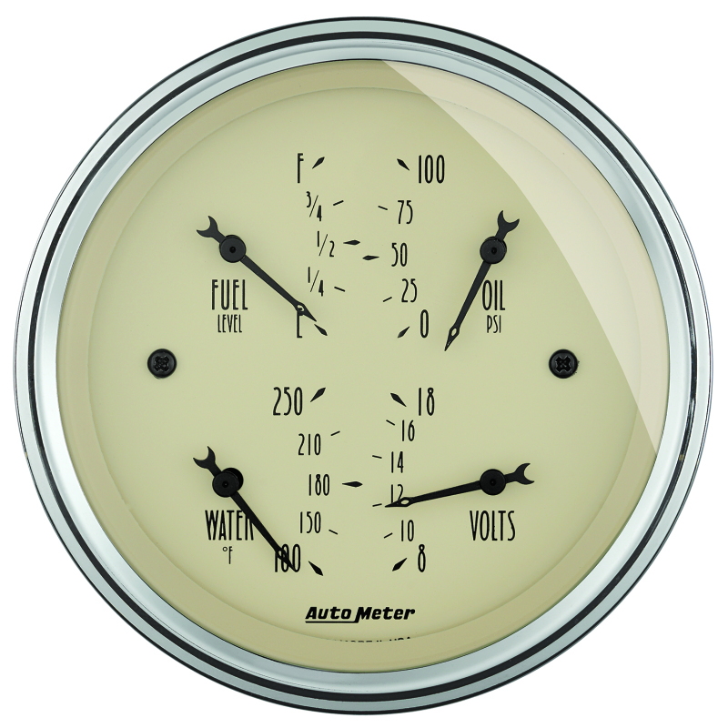 AutoMeter Gauge Quad 3-3/8in. 0 Ohm(e) to 90 Ohm(f)Elec Antique Beige thumbnail 5