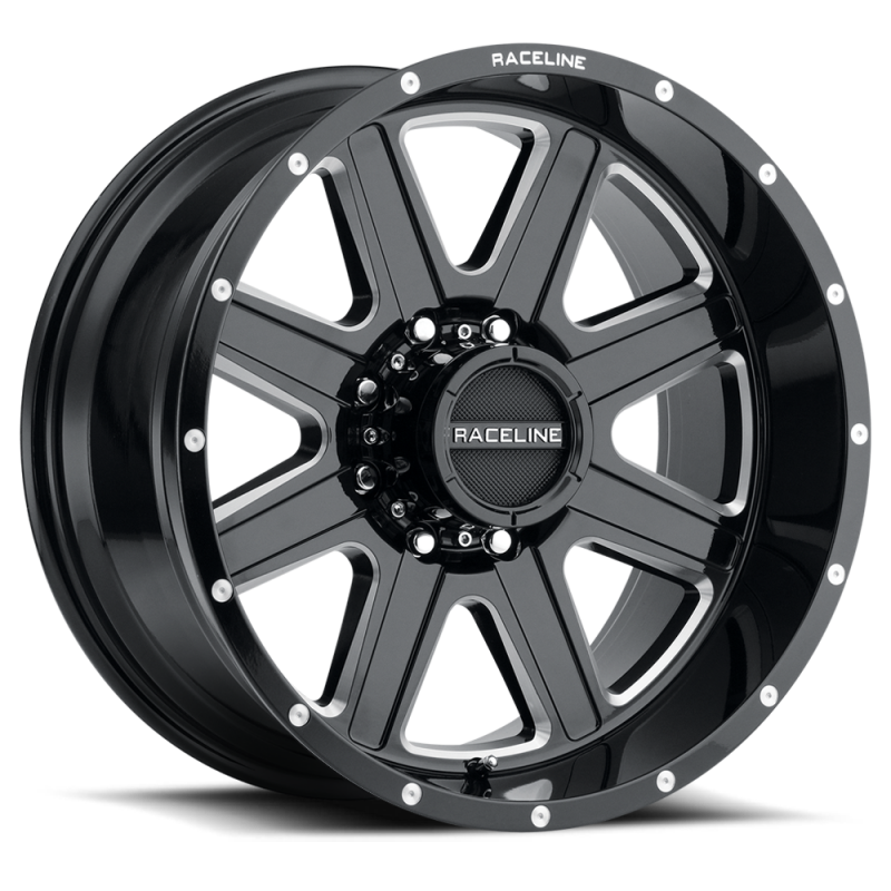 Raceline 940M Hostage 16x8in / 5x139.7 BP / 0mm Offset / 106.5mm Bore - Black & Milled Wheel thumbnail 3